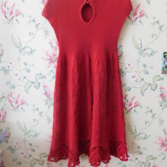 🌳🍃 Anthropologie Feather Bone Oda Red Sweater Dress 🌳🍃 - Picture 10 of 15